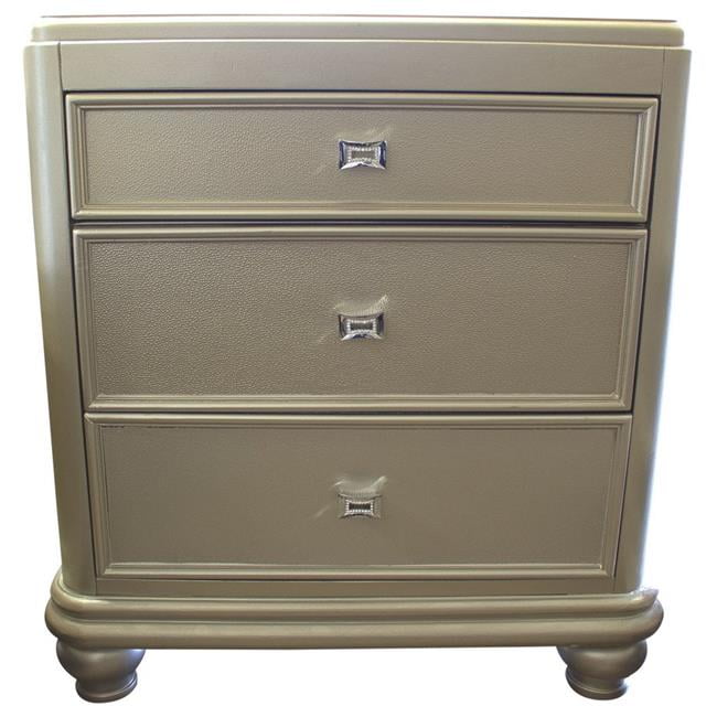 Best Master Furniture B2000 Nightstand Brittany Bronze 3 Drawer