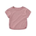 thumbnail image 2 of Toddler Kids Boys Girls Short Sleeve T-Shirts Cotton Tee Cute Solid Color Breathable Soft Summer Top Purple 12-18 Months, 2 of 6