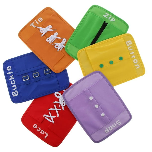 lionlar 6pcs Kids Learn Use Zip Button Snap Buckle Tie Lace Boards Practice Toy Gift Walmart