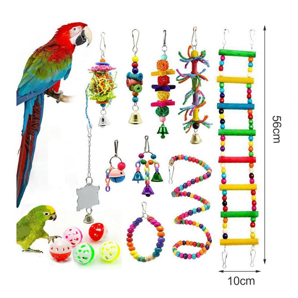 15Pcs Bird Toys Chewing Toys with Bell Ball Bird Training Toys for Small Parakeets, Cockatiels, Budgies, Conures, Birds, Finches