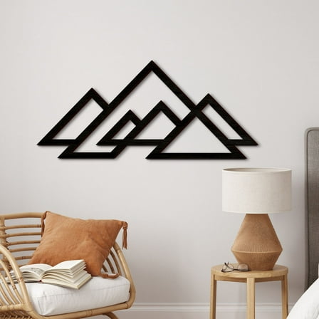 Raindrops Black Wood Mountain Wall Decor with Hollowed Patterns for Living Room Office rustic style Wooden Wall Art 7.87 inches