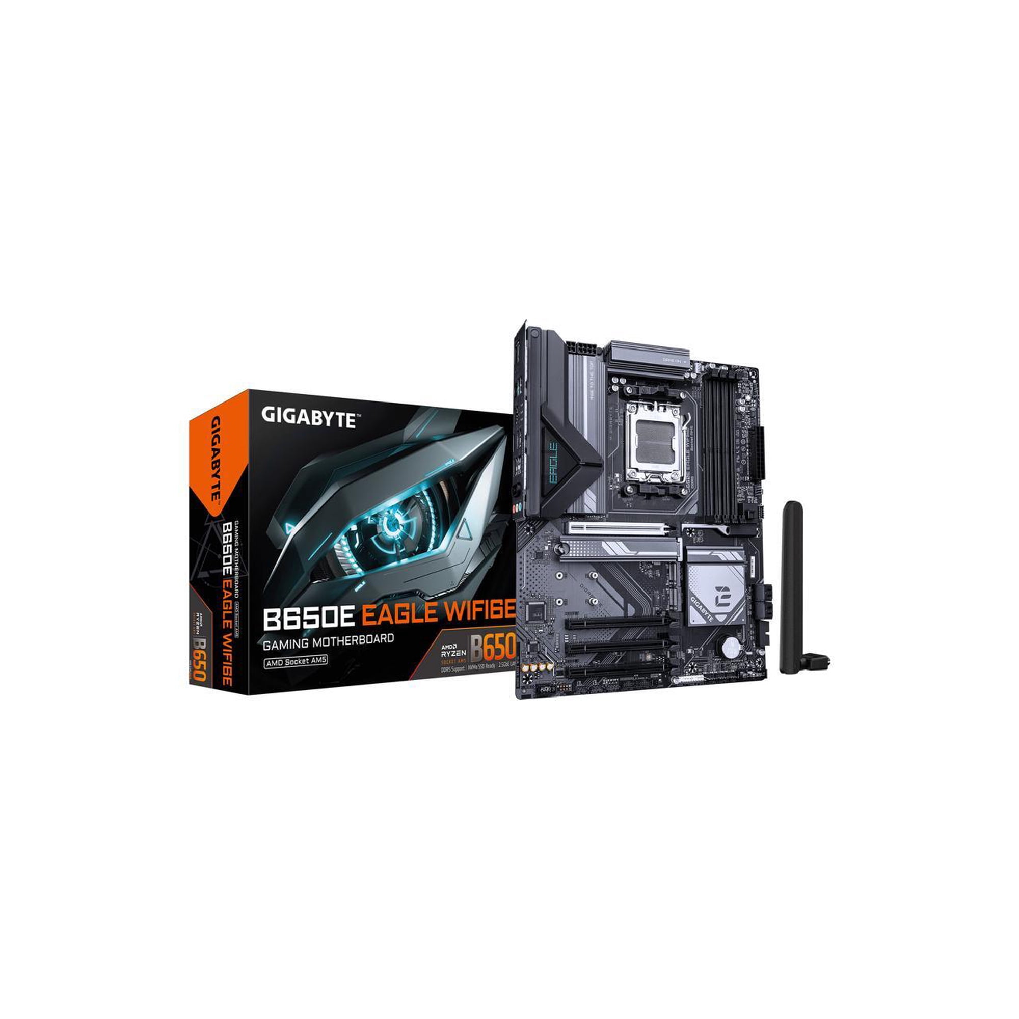 GIGABYTE B650E EAGLE WIFI6E AMD AM5 LGA 1718 E-ATX Motherboard, Supports AMD Ryzen 9000/8000/7000 Series Processors, DDR5, 8+2+2 Total Power Phase, 3x M.2, PCIe 5.0, USB 3.2 Gen 1 Type-C, Wi-Fi 6E, 2