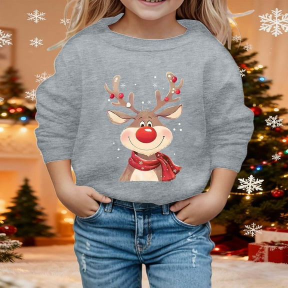Toddler Christmas Sweatshirts for Kids Christmas Reindeer Sweatshirts Pullover Long Sleeve Crewneck Sweatshirt Boys Christmas Outfit 3-4 Years