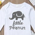 thumbnail image 5 of Douhoow Baby Boys Outfits Cute Long Sleeve Elephant Letter Print Romper Striped Pants Hat, 5 of 8