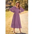 thumbnail image 6 of PRETTYGARDEN Women's Spring Fall Midi Dress Casual Long Sleeve V Neck Swiss Dot Pleated A Line Flowy Dresses, 6 of 6