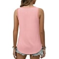thumbnail image 6 of MOSHU Ribbed Trim Tank Tops for Women Flowy Round Neck Women Shirts Loose Fit Sleeveless Summer Tops, 6 of 11