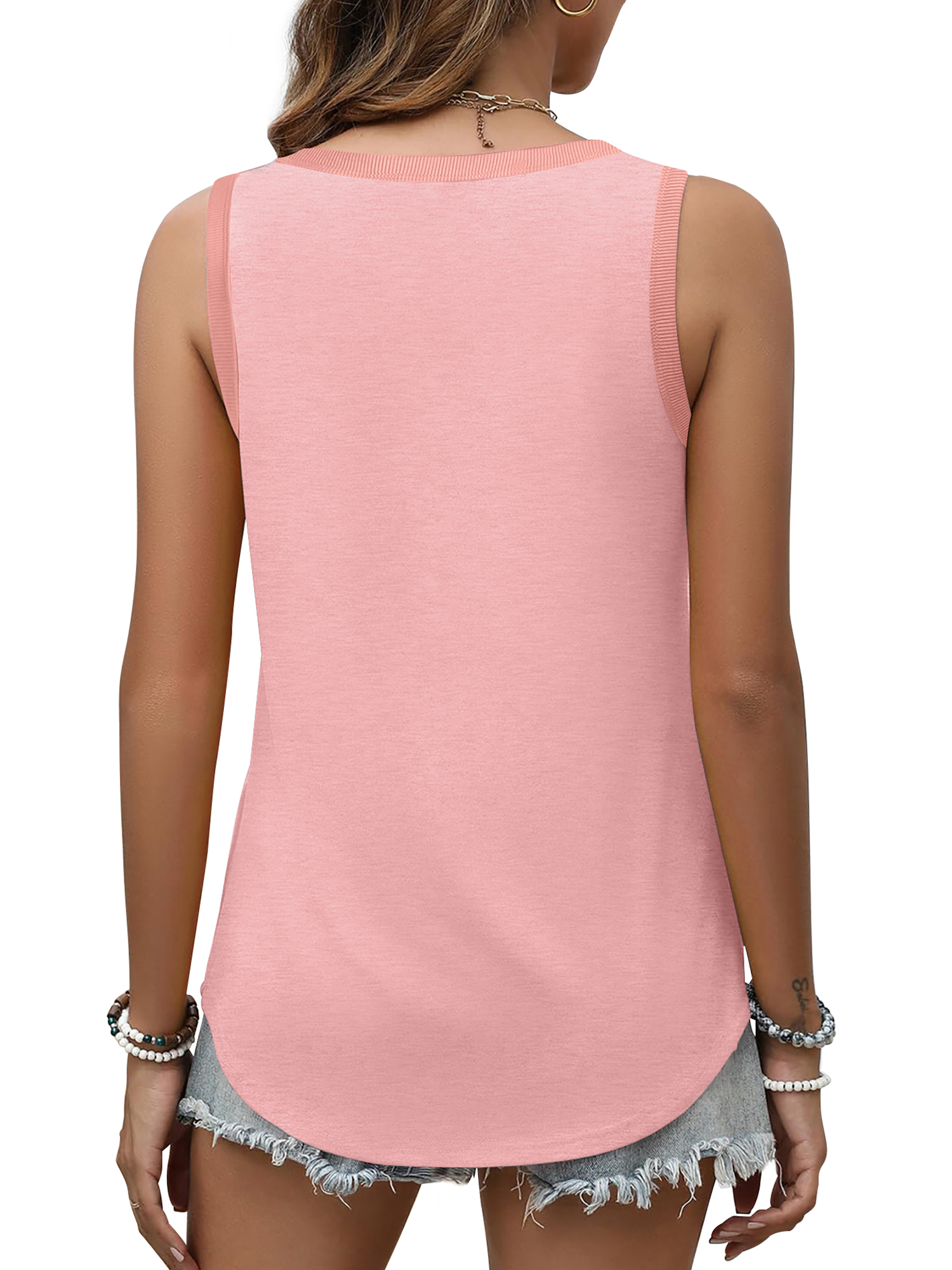 MOSHU Women's Ribbed Trim Crew Neck Tank Top photo 5