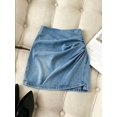 thumbnail image 6 of Women's High Waist Ruched Mini Skirt, Asymmetrical Hem Fitted Bodycon Skirt for Work, Office, Date Night & Everyday Wear, 6 of 7