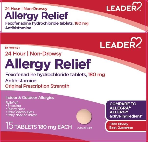 Leader 24Hour Allergy Relief Tablets, 180mg, 15ct 096295130683A735