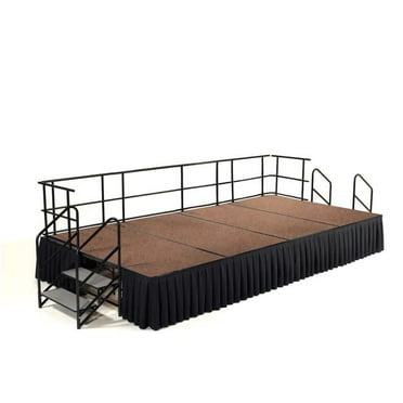 National Public Seating SG362404HB-SB10 Stage Package with Medium Hardboard Floor, Box Pleat Black Skirting - 24 x 96 x 144 in.