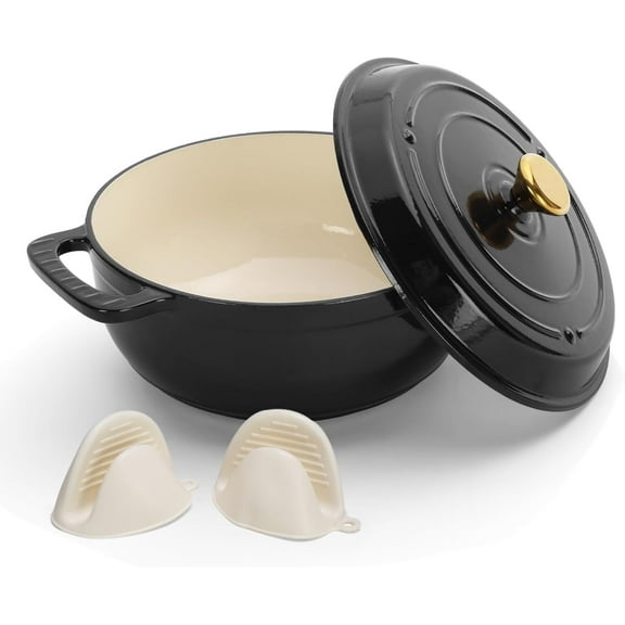 Matladin 5 Quart Enameled Cast Iron Dutch Oven with Lid, Dual Handles, Oven Safe up to 500°F or on Stovetop, Compatible for Braising, Stews, Roasting