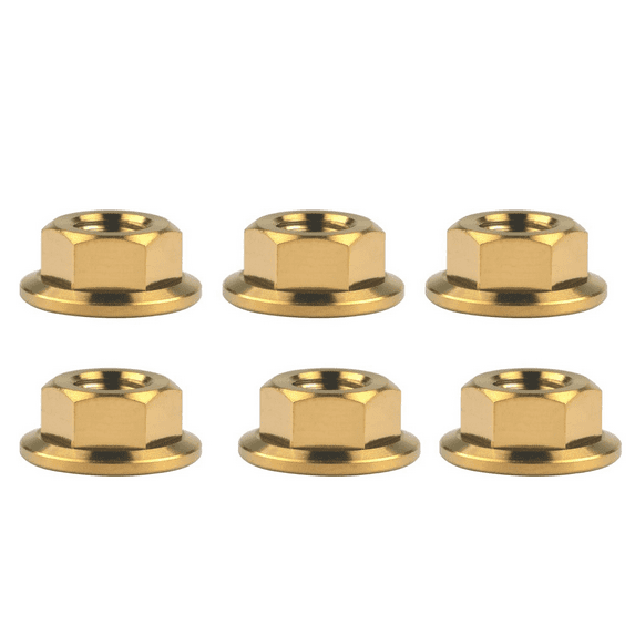 Wanyifa Titanium DIN6923 M5 M6 M8 M10 M12 M14 M16 Hex Flange Nuts,M10 Pitch 1.5mm,Gold,6 Pcs