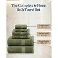 thumbnail image 4 of LANE LINEN Bath Towel Set of 6 - 100% Cotton, Breathable Woven Loops & Quick-to-Dry Comfort - Oil Green, 4 of 8