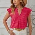 thumbnail image 2 of ZyeKqe Womens Dressy Tank Tops V Neck Ruffle Cap Sleeve Shirts Ladies Summer Tops Dotted Flowy Work Casual Blouse, 2 of 5