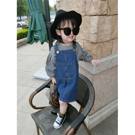 

Clearance Baby Girls Girls Jumper Dress Casual Strap Denim Overalls
