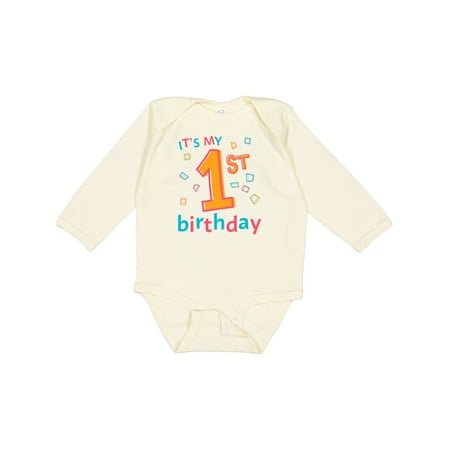 

Inktastic It s My First Birthday Gift Baby Boy or Baby Girl Long Sleeve Bodysuit