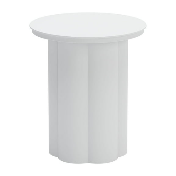 HomeRoots 556552 19 in. White Aluminum Round Pedestal End Table