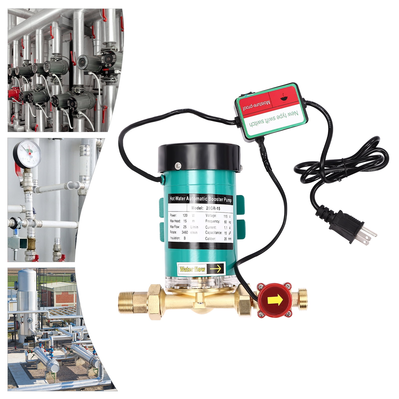 Electric Water Pump 120W, 1-Inch Discharge & Thermal Protection, Booster Pump for Low Pressure Fix, Ideal for Sink & Hose Use