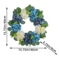 thumbnail image 3 of Hydrangea Wreath for Front Door, Flower Wreaths Floral Large 16" Blue White Hanging Spring Summer Wreaths Farmhouse Wreath, 3 of 7