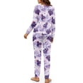 thumbnail image 3 of DISNIMO Halloween Bat Printed Women Pajama Set Long Sleeve Sleepwear with Long Pants Casual Loose Nightwear with Hairband Round Neck Loungewear Nightwear with Pockets, L, 3 of 7