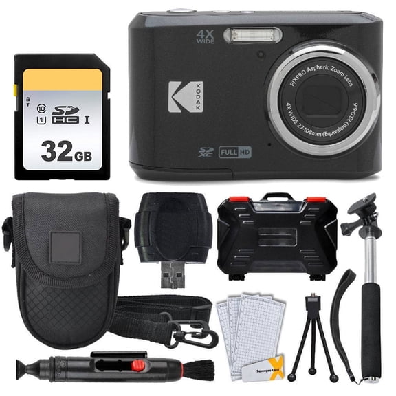 Kodak PIXPRO FZ45 Digital Camera, 32GB Memory Card, Point and Shoot Camera Case, Extendable Monopod, Lens Cleaning Pen, LCD Screen Protectors, Table Top Tripod â€“ Ultimate Bundle (Black)