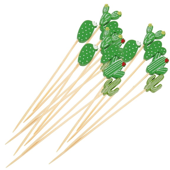50 Pcs Disposable Bamboo Sticks Portable Food Picks Appetizers Party Supplies Top Decor Cake Decorations Child