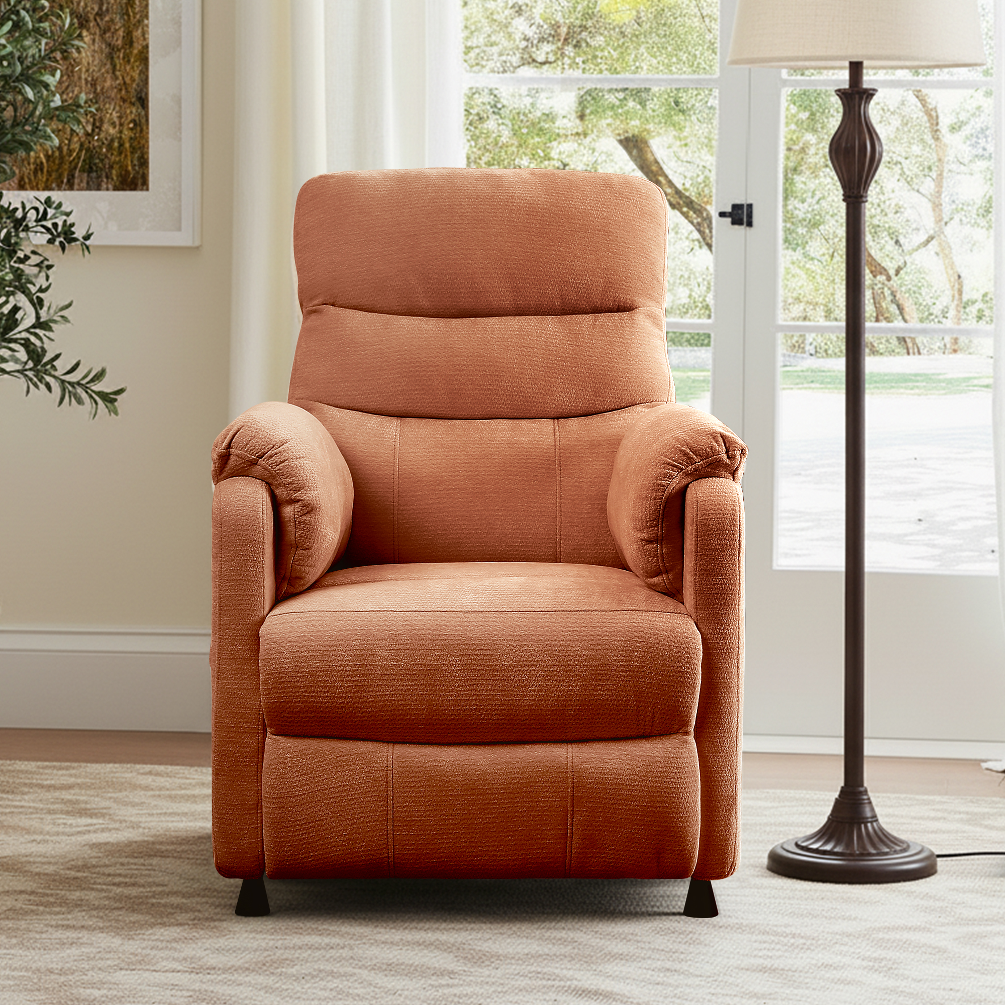 Miniyam Motorized Recliner in Orange, Features 7-Zone Support, Wired Memory Remote & Quiet Brushless Motor