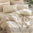 thumbnail image 4 of Ensemble de Housse de Couette en Coton Lavé Effet Lin Respirant Durable Doux Confortable (Lin Brun Gris Grand Lit), 4 of 9