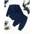 thumbnail image 3 of KIMI BEAR Newborn Baby Boys Outfits 3-6 Months Long Sleeve Letter Hooded Romper Top Pants 2PCS Pant Sets Fall Winter Blue, 3 of 8
