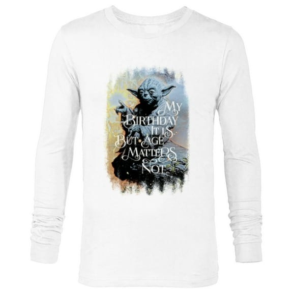 Star Wars Yoda “My Birthday It Is But Age Matters Not” - Long Sleeve T-Shirt for Men - Customized-White