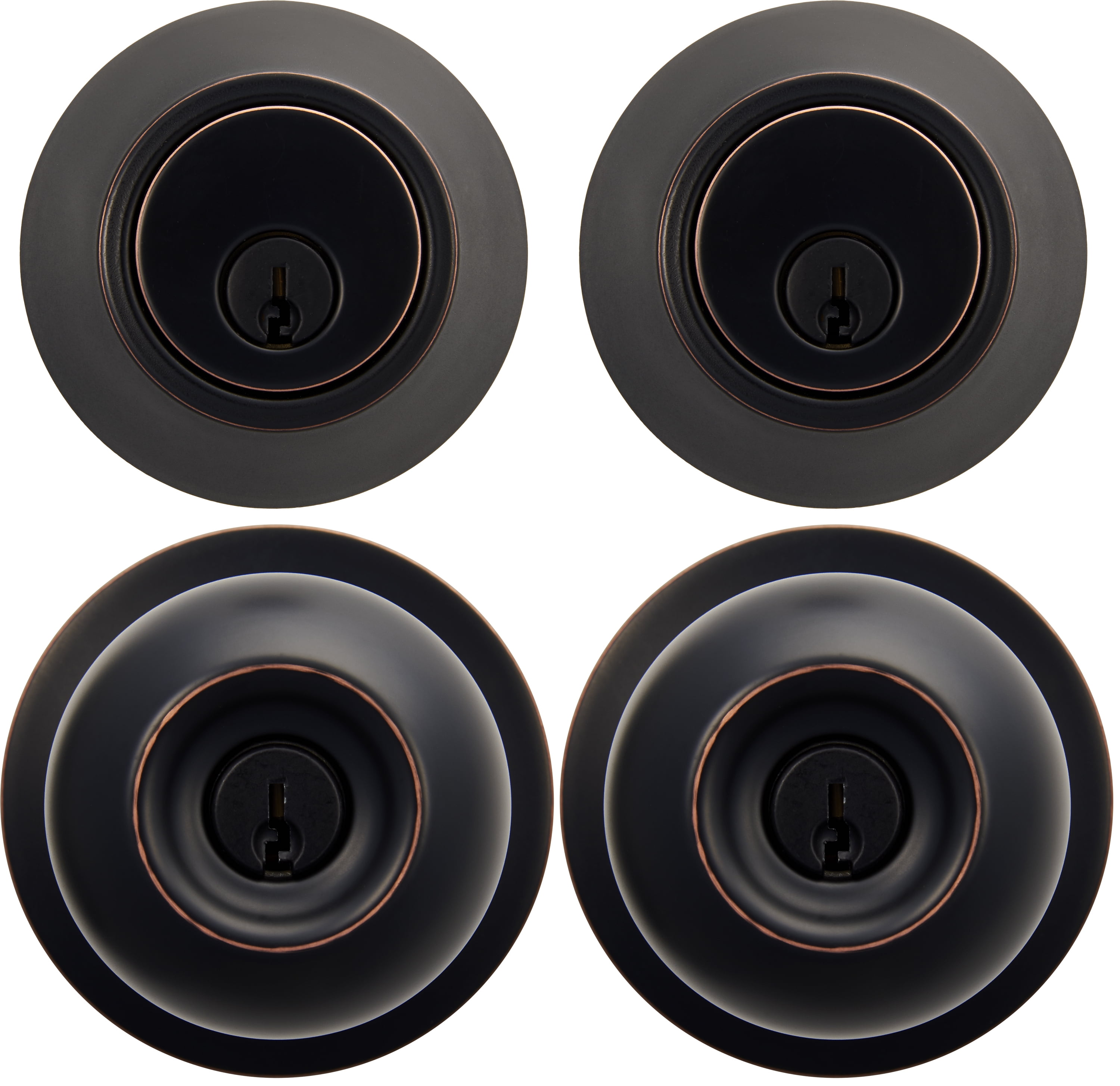 Hyper Tough Keyed Entry Tulip Style Doorknob And Deadbolt Combo 2-Pack, Oil-Rubbed Bronze Finish