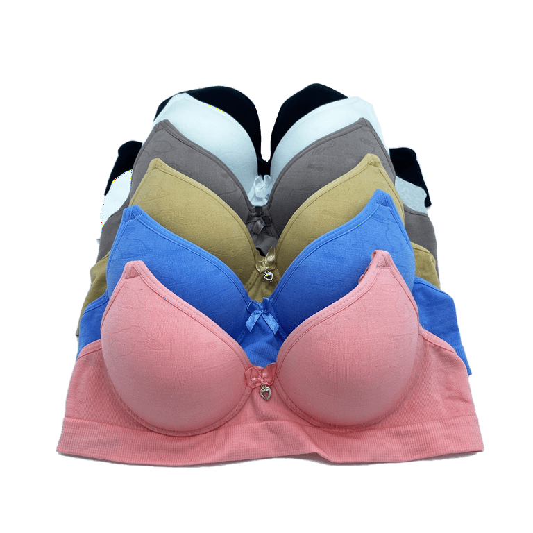 6 Pieces Light Padded Youth Teenager Wired Junior Training Bra 30A 32A 34A  36A 34A (09051wal)