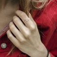 thumbnail image 3 of Anillo para mi hija Ormromra Ondulado con latidos del corazón y diamantes Dedo índice Abierto, 3 of 8