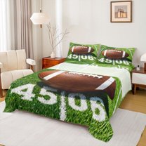 Castle Fairy Adults Female Men Football Gamer Full Size Sheets 4-Piece,Ball Game Breathable Bed Sheets,Sport Theme Lightweight Sheet Sets,Microfiber Bedroom Decor