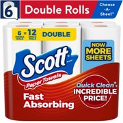 Scott Paper Towels, Choose-A-Sheet, 6 Double Rolls (Pack of 4)