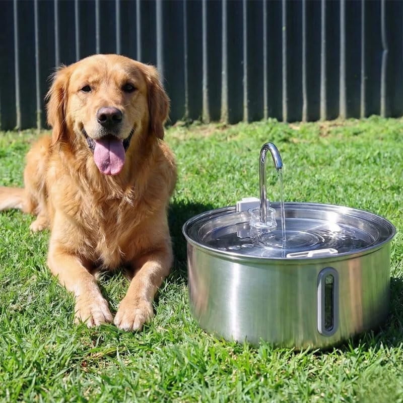 4L Stainless Steel Automatic Pet Water Fountain, Large Capacity Dog/Cat Water Dispenser with Filter, 1 Pack