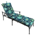 thumbnail image 4 of Jordan Manufacturing 74" x 22" Fanfare Capri Blue Floral Rectangular Outdoor Chaise Lounge Cushion with Ties and Hanger Loop, 4 of 14