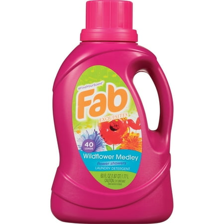 Fab Liquid Laundry Detergent - Liquid - 60 fl oz (1.9 quart) - Wildflower Medley Scent - Multi