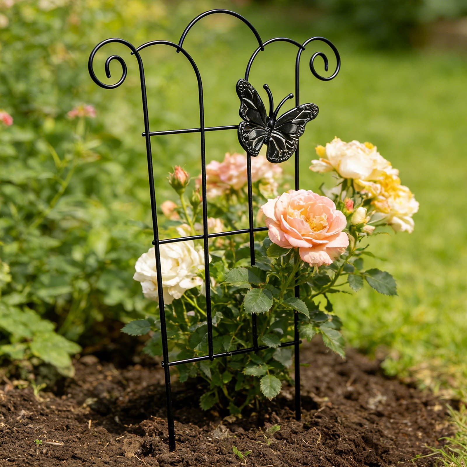 15.7 Inch Metal Trellis Stakes for Climbing - Garden Support Stakes for Indoor Outdoor Potted Flowers, Monstera, Vines, Tomatoes, Cucumbers, and Vegetables (4 PCS)