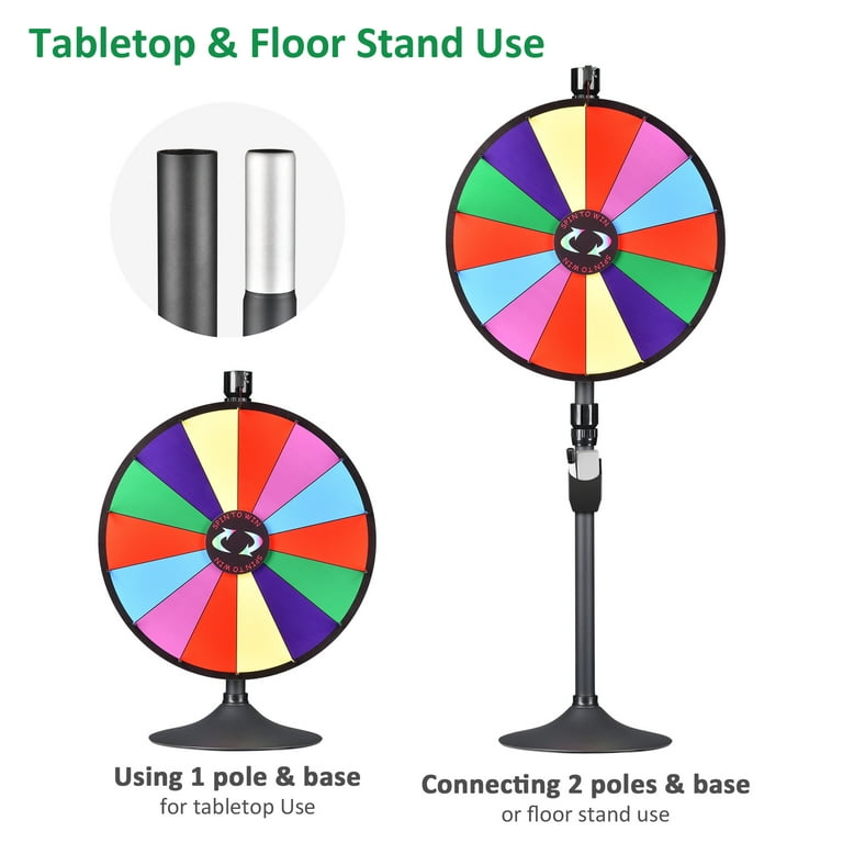 24 Color Prize Wheel Folding Tripod Floor Carnival Spinning Game Family  Play