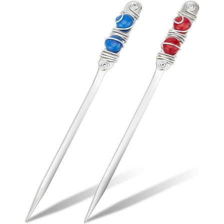 2 Pcs Beaded Letter Opener Envelope Letter Opener with Wire Wrapped 2 Natural Red Blue Jades Stainless Steel Letter Opener for DIY Gift Office Home Supplies 9.1inch Long Stainless Steel