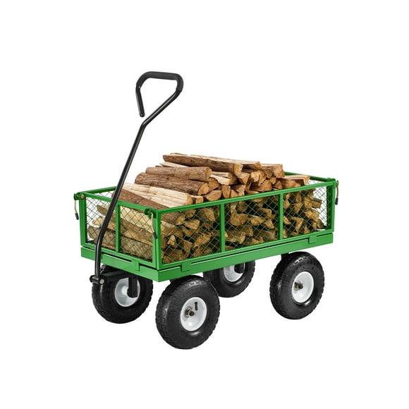 VEVOR Steel Garden Cart 680lb Capacity Heavy Duty Yard Wagon Utility Cart 10in Tires