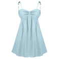 thumbnail image 7 of VEKDONE Mini Dresses for Women Loose Fit Spaghetti Strap Bow Babydoll Dress Summer Casual Vacation Flowy Beach Short Sundress Light Blue S, 7 of 7