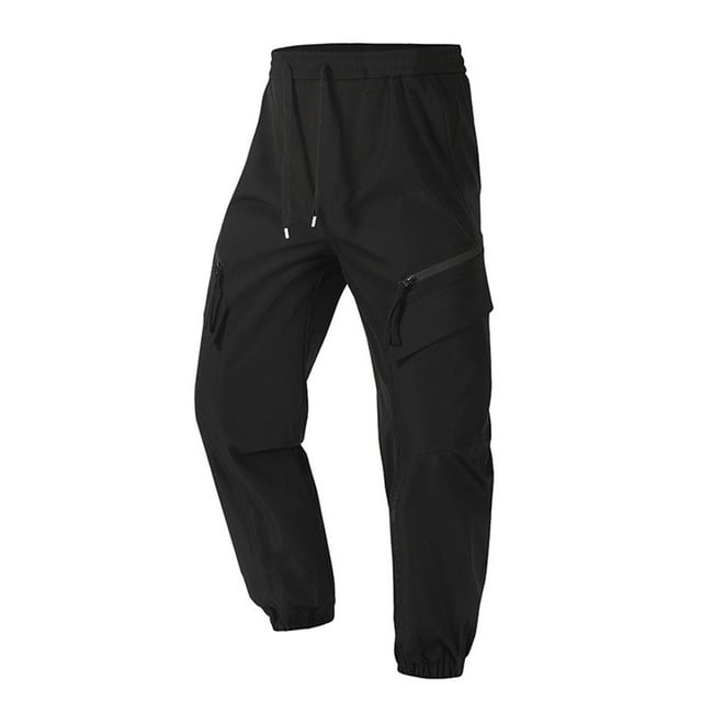 Cinvoph Cargo Pants for Men Zipper Pockets Jogger Pants Casual Elastic Waist Ruffle Trousers Pants