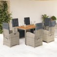 thumbnail image 1 of vidaXL 7 Piece Garden Dining Set with Cushions Grey Poly Rattan, 1 of 5