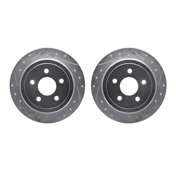 Dynamic Friction Company Rear Brake Rotors-Drilled and Slotted-Silver 7002-54254