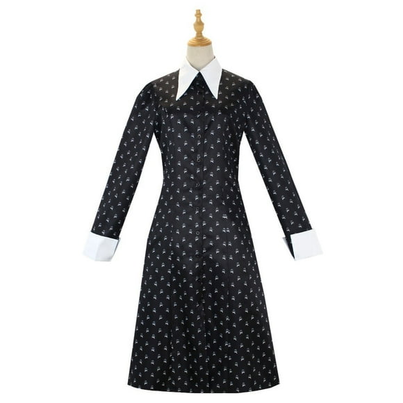 Wednesday Black Polka Dot Dress for Girls - Size M