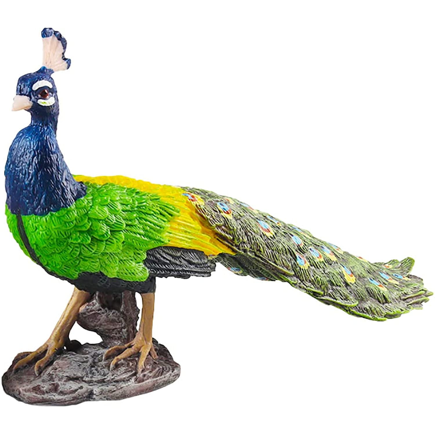 Holzlrgus Peacock Figurine Realistic Hand Painted Peacock Statue