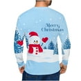 thumbnail image 3 of Hauts de Noël en Solde Hommes Décontracté Col Rond Manches Courtes Chandail Snowman Imprimé Réaliste T-Shirt Bleu Ciel TTTG, 3 of 5