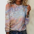 thumbnail image 2 of AOOCHASLIY Women's Tie-dye Gradient Blouse Fashion Women Casual Long Sleeve Round Neck Loose T-Shirt Tops, 2 of 3